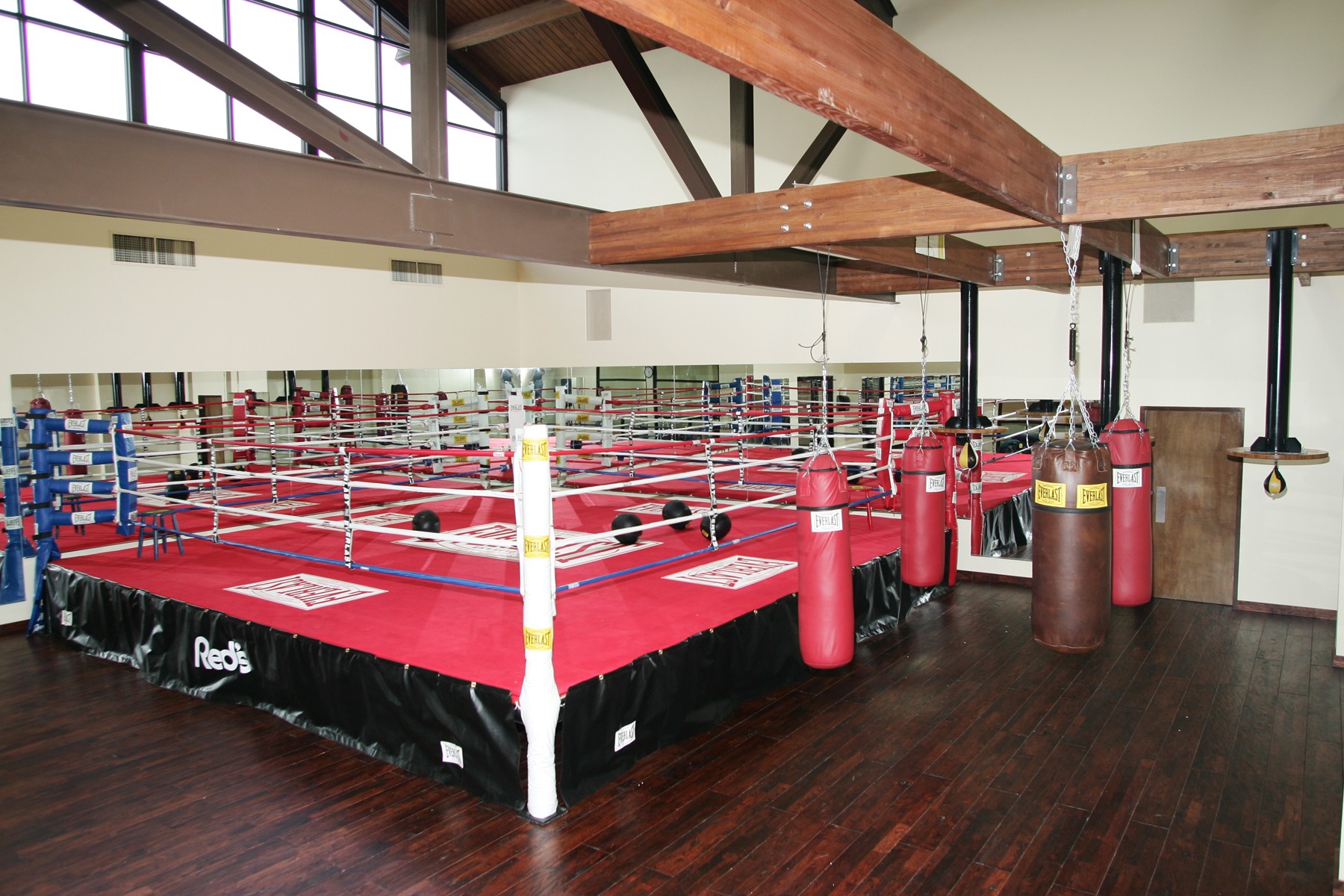 Boxing ring in gym in Red's Health Club in Lafayette, La