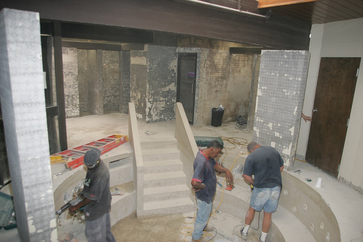 Construction of ladies locker room at Red's in Lafayette, LA.