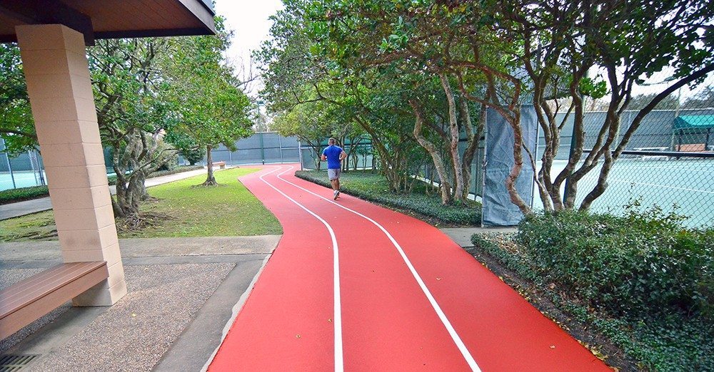 Outdoor jogging track at Red's at Lafayette, La
