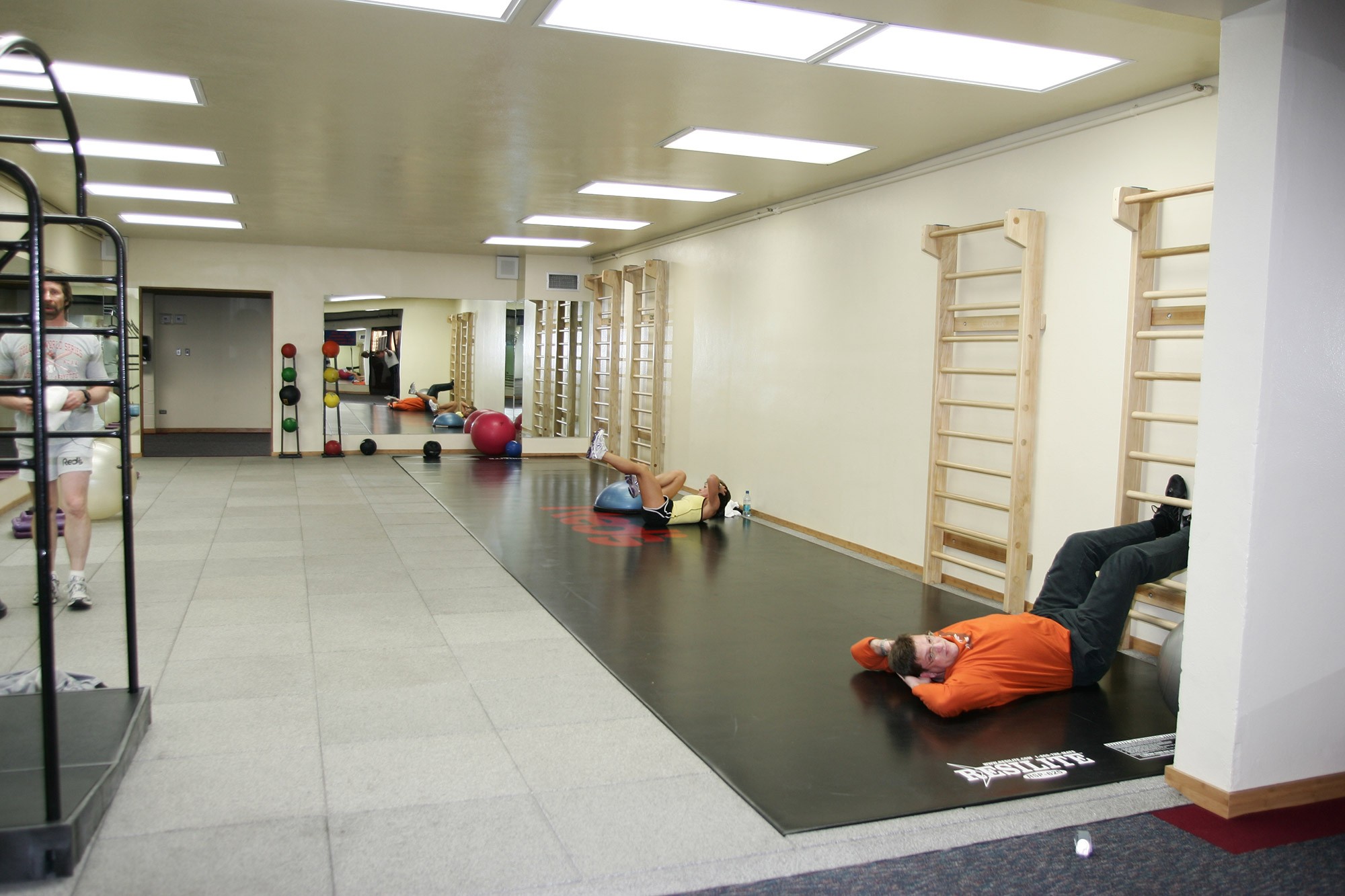 2007 room with stretching equipment at Red's in Lafayette, LA.