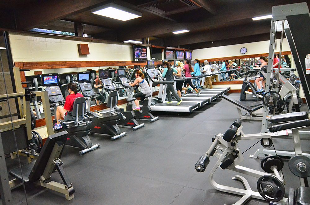Cardio equipment in ladies only fitness workout gym at Red's in Lafayette, LA.