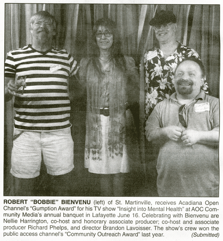 Robert Bienvenu receives "Gumption Award" for him TV show.