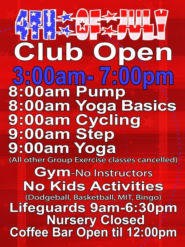 2018 4th of July schedule at Red's.