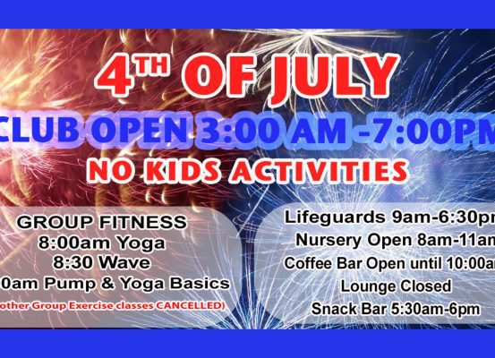 Red's 4th of July Schedule
